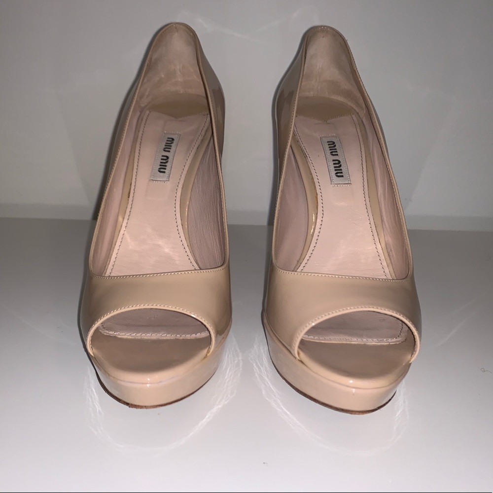 Miu Miu nude open toe pumps